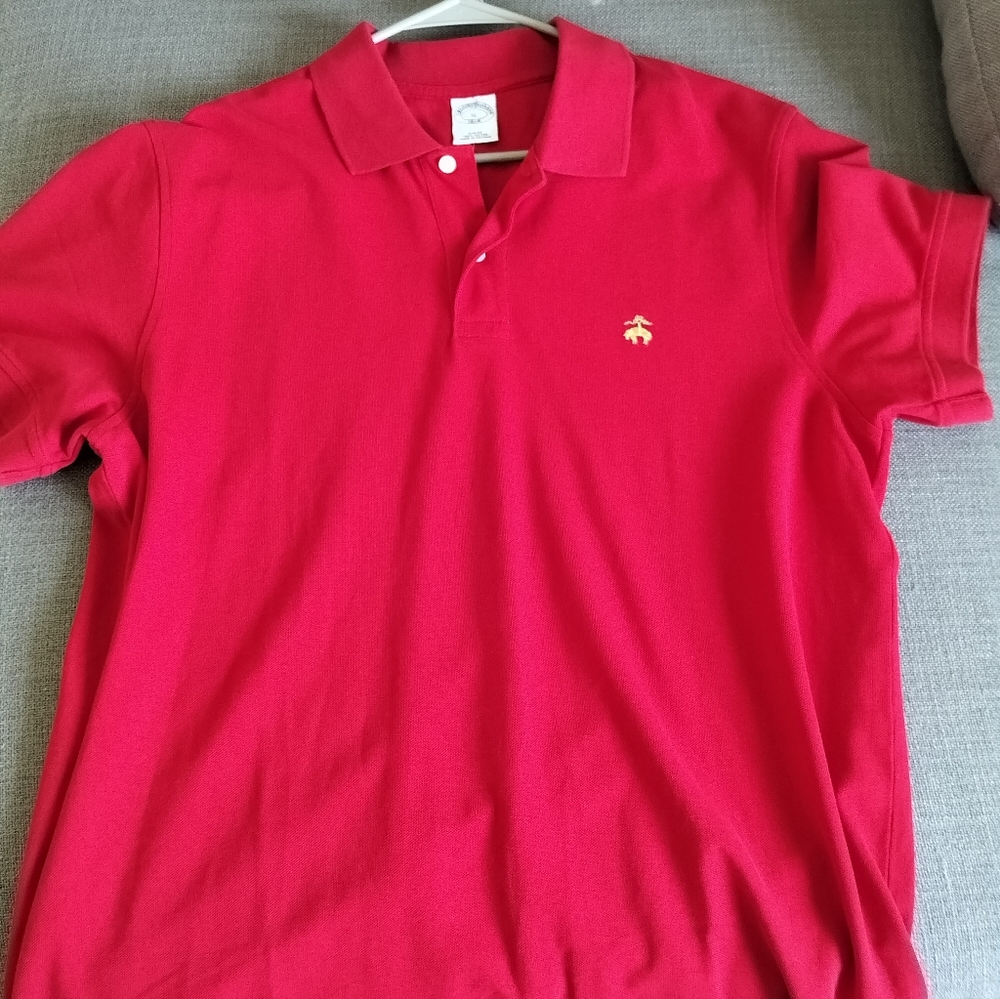 Brooks Brothers Men's Short Sleeve Cotton Pique Logo Red Polo Shirt XL